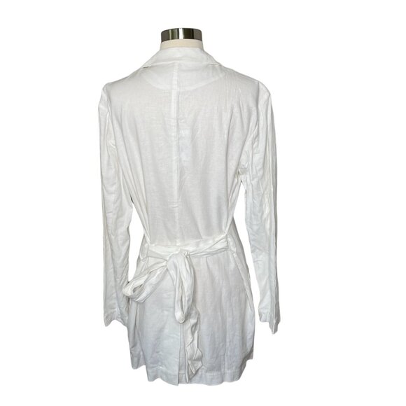 LPA Double Breasted Jacket Size XS  White Linen Tie Waist Button Front New - Picture 6 of 10